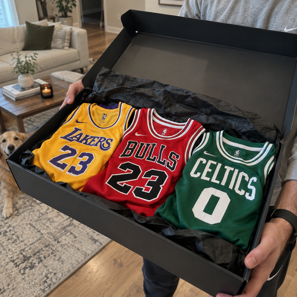 Customer wearing a basketballBOX NBA jersey