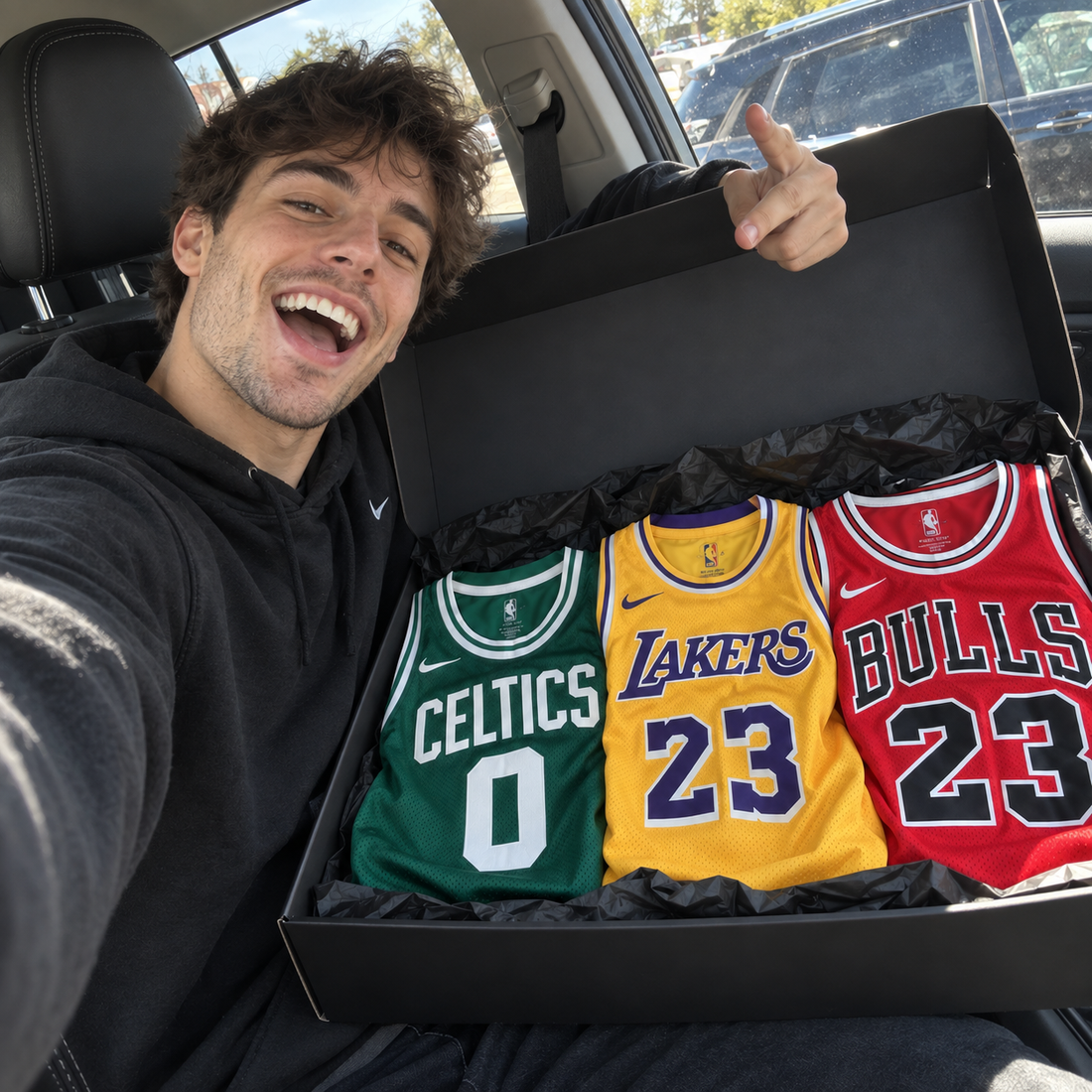 basketballBOX with folded NBA jerseys